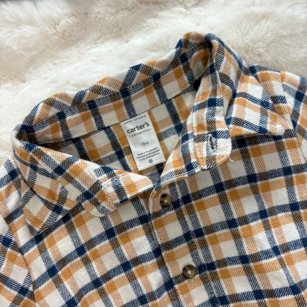 WRANGLER|LEE|CARTER’S Western Baby lot denim overalls flannel striped onesie 18M - Picture 3 of 8